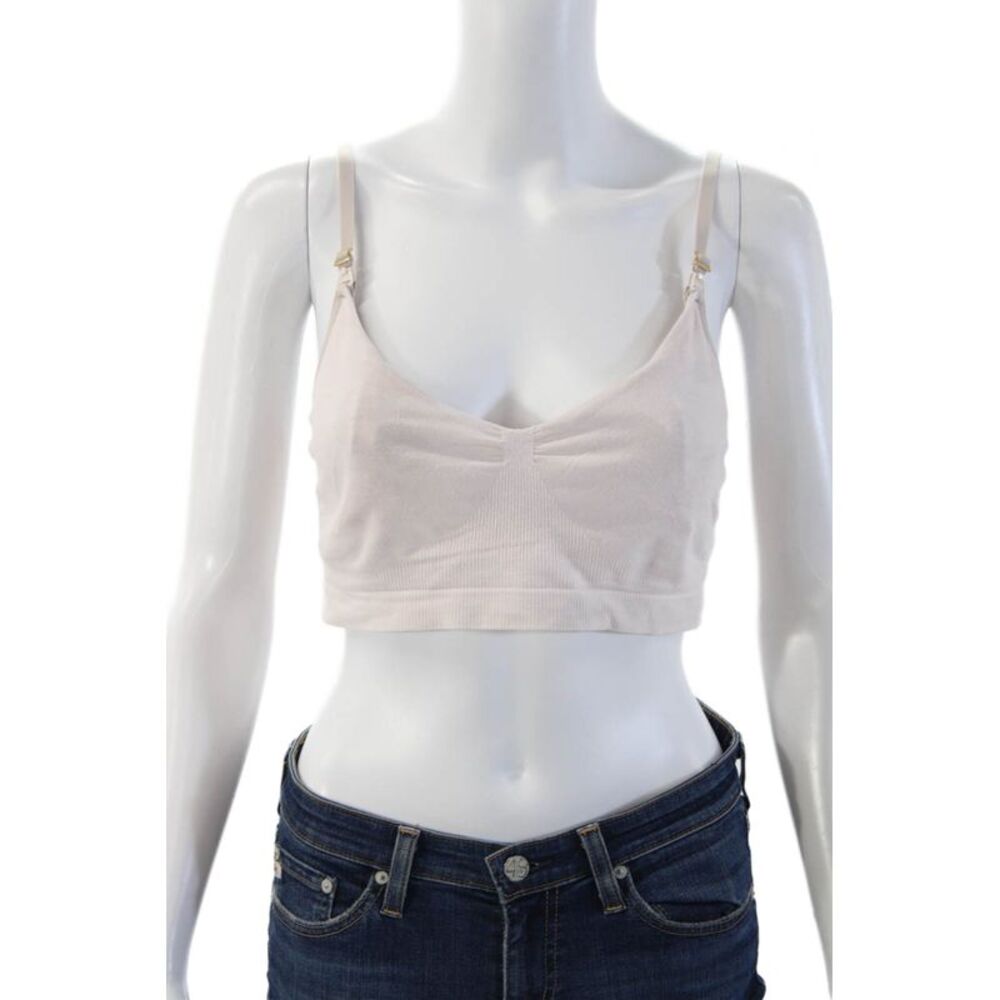 Hatch Womens Adjustbale Strap V Neck Knit Sports Bra Pink Size Medium